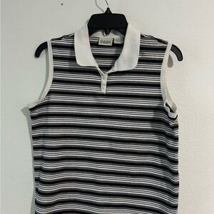 Classic Elements Monochrome Striped Sleeveless Blouse, Size L, Pre-owned